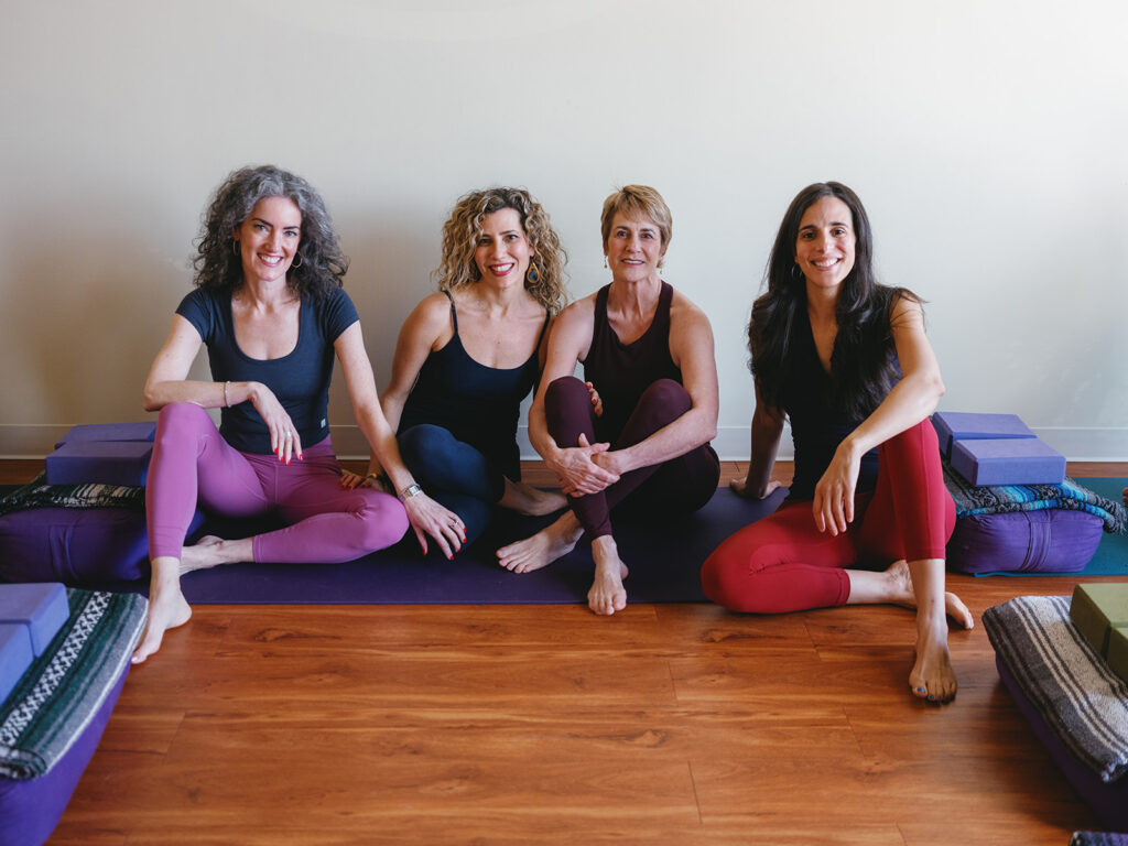 The leaders of the Carolina Yoga Company 200-hour yoga teacher training. L–R: Sage Rountree, Alexandra DeSiato, Lies Sapp, Alexis Besosa