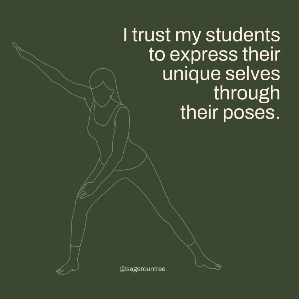 Yoga teacher affirmation card: I trust my students