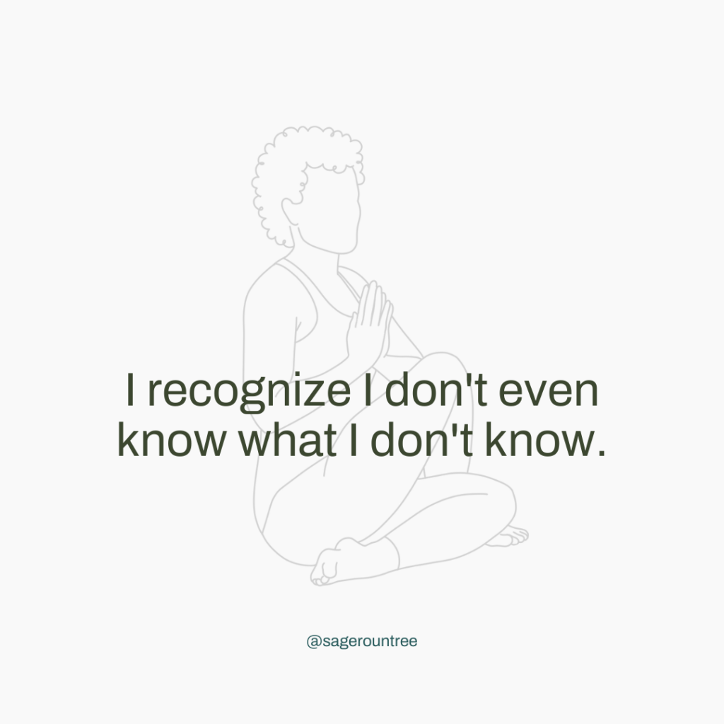 Affirmation: I recognize I don't even know what I don't know