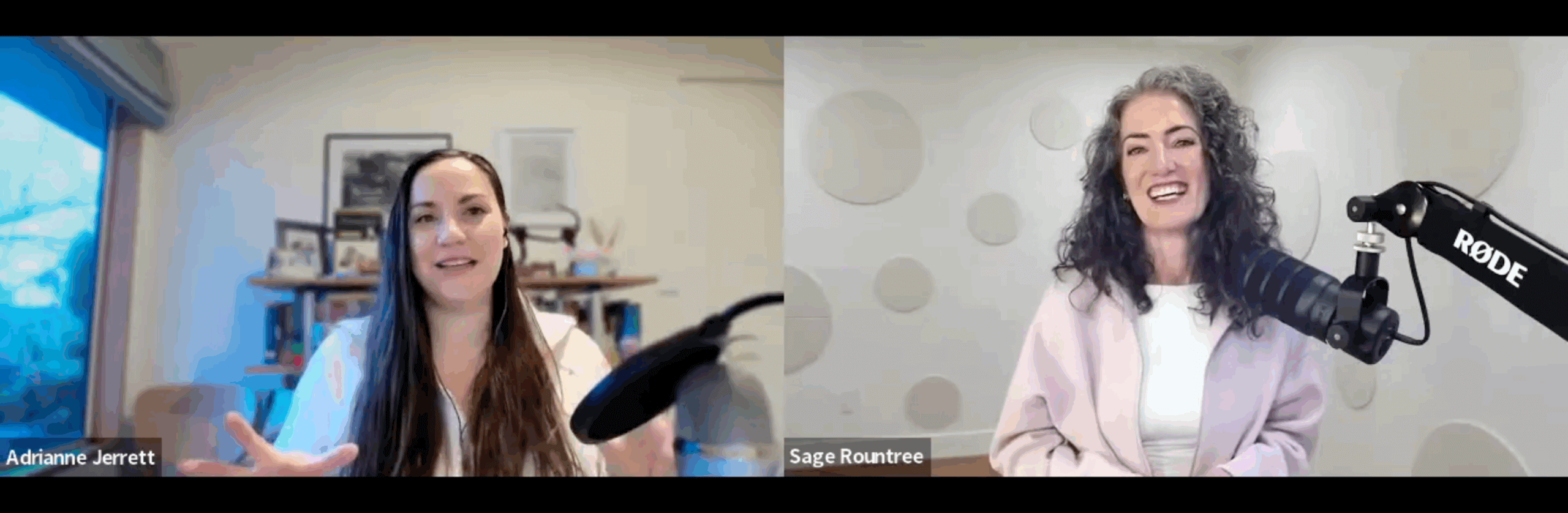 Adrianne Jerrett and Sage Rountree talk yoga on All Mats Taken Podcast Two women discussing yoga on podcast