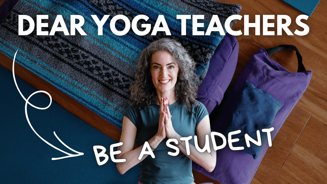 Yoga teacher encouraging student mindset.